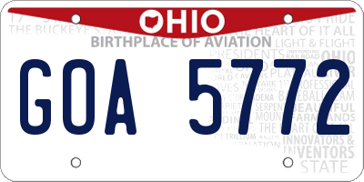 OH license plate GOA5772