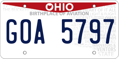 OH license plate GOA5797