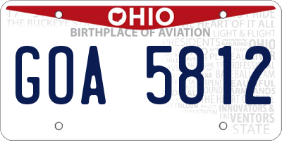 OH license plate GOA5812