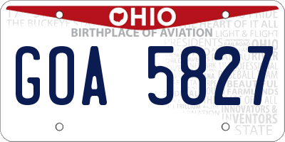 OH license plate GOA5827