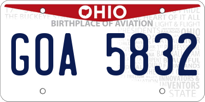OH license plate GOA5832