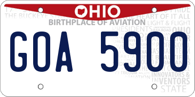 OH license plate GOA5900