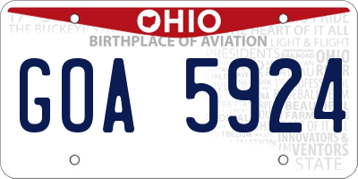 OH license plate GOA5924
