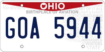 OH license plate GOA5944