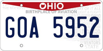 OH license plate GOA5952