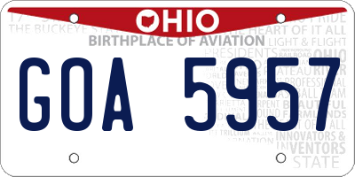 OH license plate GOA5957