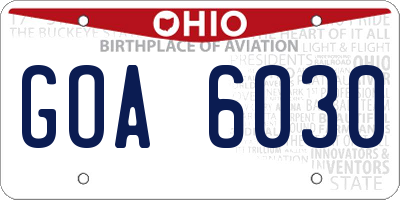 OH license plate GOA6030