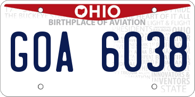 OH license plate GOA6038