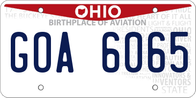 OH license plate GOA6065