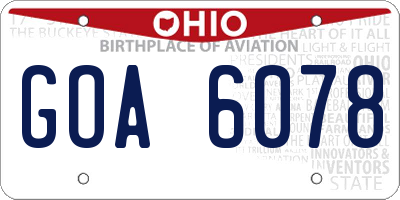OH license plate GOA6078