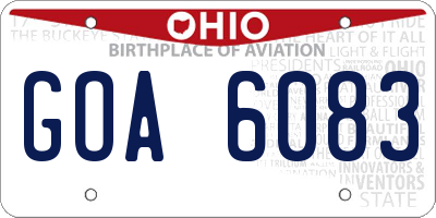 OH license plate GOA6083