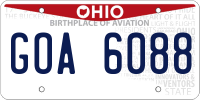 OH license plate GOA6088