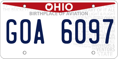 OH license plate GOA6097
