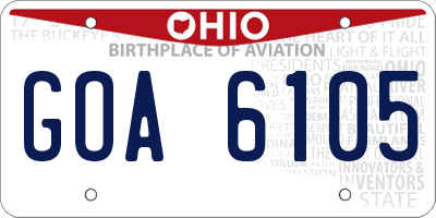 OH license plate GOA6105