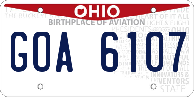 OH license plate GOA6107
