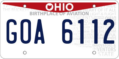 OH license plate GOA6112