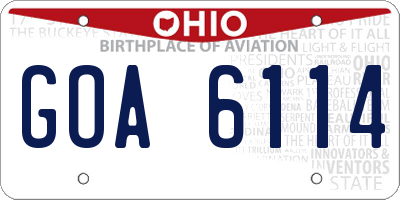 OH license plate GOA6114