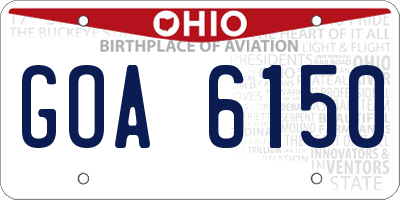 OH license plate GOA6150
