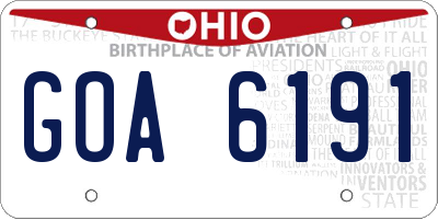 OH license plate GOA6191