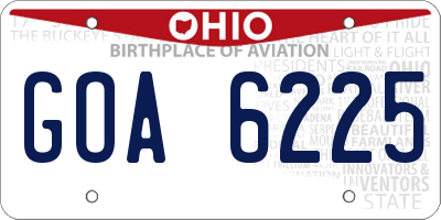 OH license plate GOA6225
