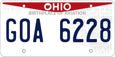OH license plate GOA6228