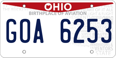 OH license plate GOA6253