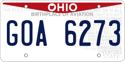 OH license plate GOA6273