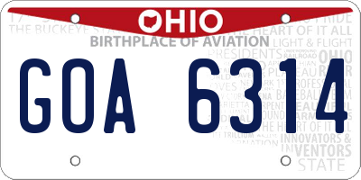 OH license plate GOA6314