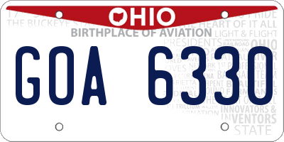 OH license plate GOA6330