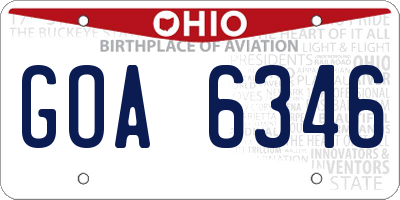 OH license plate GOA6346