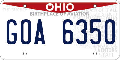 OH license plate GOA6350