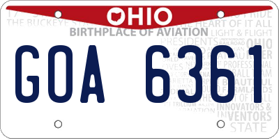 OH license plate GOA6361