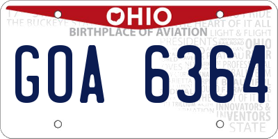 OH license plate GOA6364