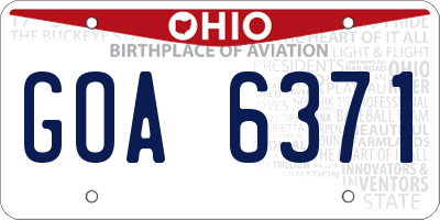 OH license plate GOA6371