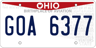 OH license plate GOA6377