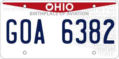 OH license plate GOA6382