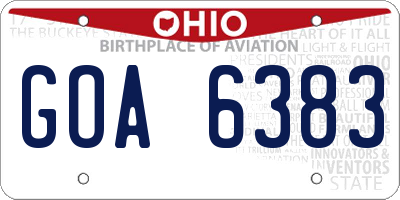 OH license plate GOA6383