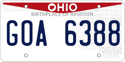 OH license plate GOA6388