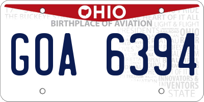 OH license plate GOA6394