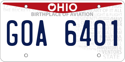 OH license plate GOA6401