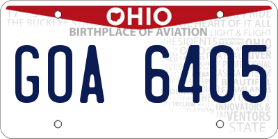 OH license plate GOA6405