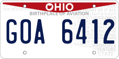 OH license plate GOA6412