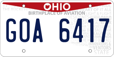 OH license plate GOA6417