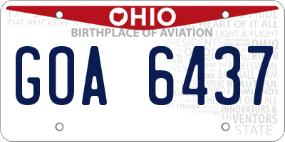 OH license plate GOA6437