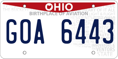 OH license plate GOA6443