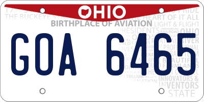 OH license plate GOA6465