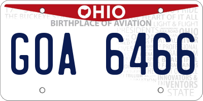 OH license plate GOA6466