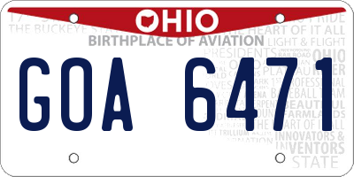 OH license plate GOA6471