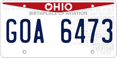 OH license plate GOA6473