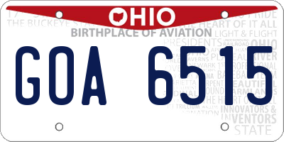 OH license plate GOA6515